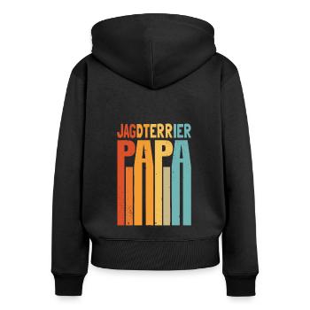 Deutscher Jagdterrier - Frauen Premium Bio Zip Hoodie - Schwarz - Hinten - Julia (174cm)