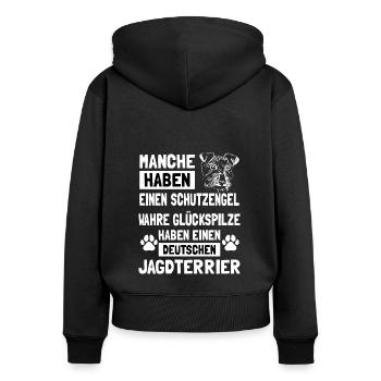 Deutscher Jagdterrier - Frauen Premium Bio Zip Hoodie - Schwarz - Hinten - Julia (174cm)