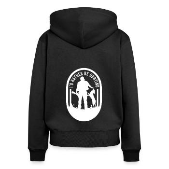 Deutscher Jagdterrier - Frauen Premium Bio Zip Hoodie - Schwarz - Hinten - Julia (174cm)