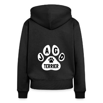Deutscher Jagdterrier - Frauen Premium Bio Zip Hoodie - Schwarz - Hinten - Julia (174cm)