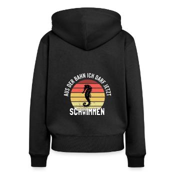 Frühschwimmer Seepferdchen bestanden - Frauen Premium Bio Zip Hoodie - Schwarz - Hinten - Julia (174cm)