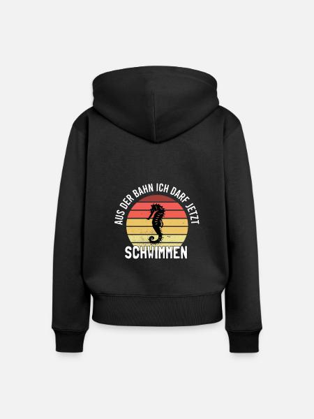 Frühschwimmer Seepferdchen bestanden - Frauen Premium Bio Zip Hoodie - Schwarz