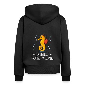 Frühschwimmer Seepferdchen bestanden - Frauen Premium Bio Zip Hoodie - Schwarz - Hinten - Julia (174cm)