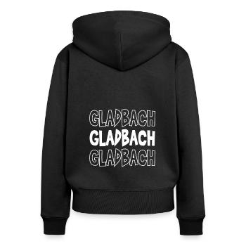 Mönchengladbach Fanartikel - Frauen Premium Bio Zip Hoodie - Schwarz - Hinten - Julia (174cm)