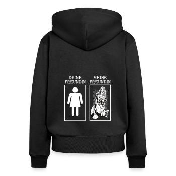 Schildmaid Wikinger Kriegerin - Frauen Premium Bio Zip Hoodie - Schwarz - Hinten - Julia (174cm)
