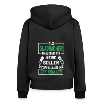 Mönchengladbach Fanartikel Gladbacher - Frauen Premium Bio Zip Hoodie - Schwarz - Hinten - Julia (174cm)