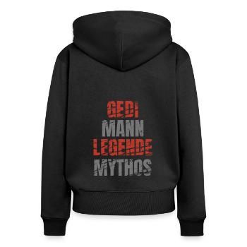 Gedi Geddi Taufpate Patenonkel - Frauen Premium Bio Zip Hoodie - Schwarz - Hinten - Julia (174cm)