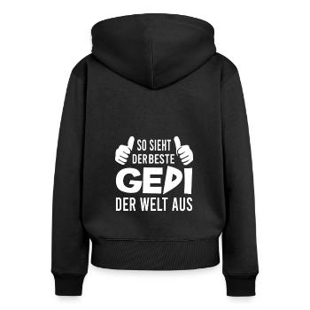 Gedi Geddi Taufpate Patenonkel - Frauen Premium Bio Zip Hoodie - Schwarz - Hinten - Julia (174cm)
