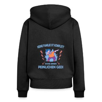 Gedi Geddi Taufpate Patenonkel - Frauen Premium Bio Zip Hoodie - Schwarz - Hinten - Julia (174cm)