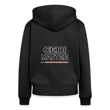 Gedi Geddi Taufpate Patenonkel - Frauen Premium Bio Zip Hoodie - Schwarz - Hinten - Julia (174cm)