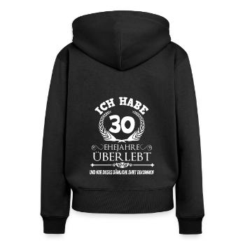 Perlenhochzeit 30 Jahre verheiratet - Frauen Premium Bio Zip Hoodie - Schwarz - Hinten - Julia (174cm)