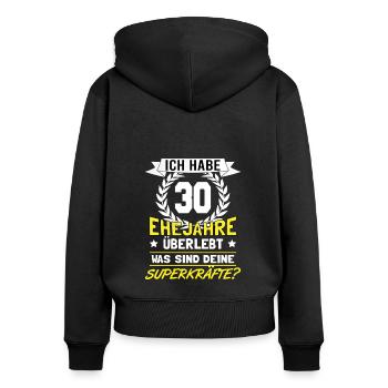 Perlenhochzeit 30 Jahre verheiratet - Frauen Premium Bio Zip Hoodie - Schwarz - Hinten - Julia (174cm)