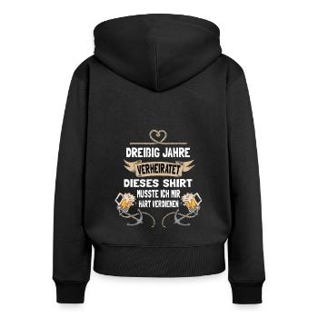Perlenhochzeit 30 Jahre verheiratet - Frauen Premium Bio Zip Hoodie - Schwarz - Hinten - Julia (174cm)