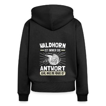 Waldhorn Hornspieler Waldhorn-Spieler - Frauen Premium Bio Zip Hoodie - Schwarz - Hinten - Julia (174cm)