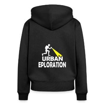 Urban exploration Urbexing Lost Places - Frauen Premium Bio Zip Hoodie - Schwarz - Hinten - Julia (174cm)
