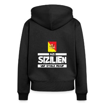 Sizilien Sizilianer Palermo Sicilia - Frauen Premium Bio Zip Hoodie - Schwarz - Hinten - Julia (174cm)