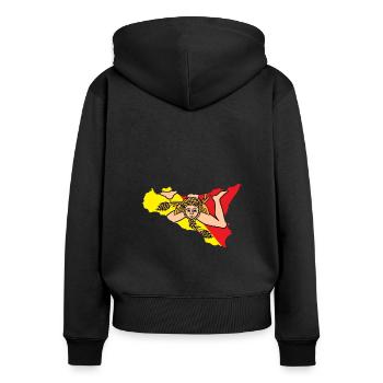 Sizilien Sizilianer Palermo Sicilia - Frauen Premium Bio Zip Hoodie - Schwarz - Hinten - Julia (174cm)