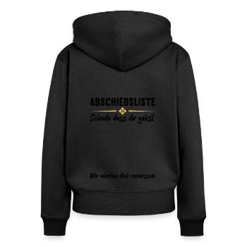 Abschiedsgeschenk Jobwechsel Kollege - Frauen Premium Bio Zip Hoodie - Schwarz - Hinten - Julia (174cm)