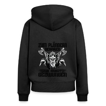 Wikinger Nordische Mythologie - Frauen Premium Bio Zip Hoodie - Schwarz - Hinten - Julia (174cm)