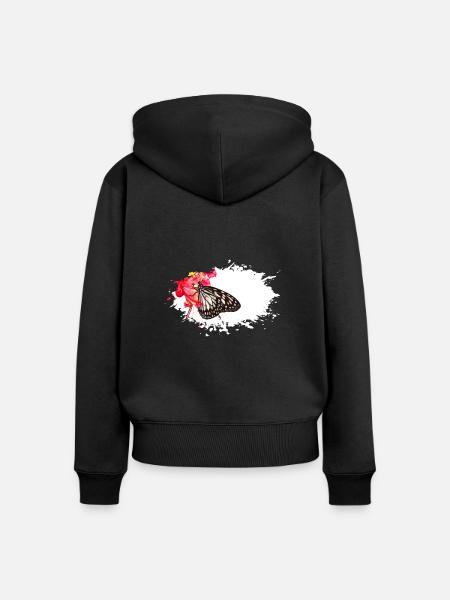 butterfly, Schmetterling - Frauen Premium Bio Zip Hoodie - Schwarz