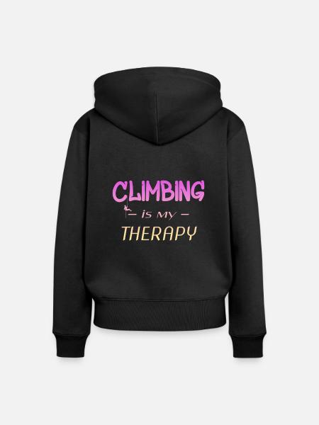 Climber Retro Climbing - Frauen Premium Bio Zip Hoodie - Schwarz