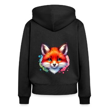renard, animaux, forêt, renard roux, nature sauvage - Sweat à capuche zippé Premium bio Femme - noir - Dos - Julia (174cm)