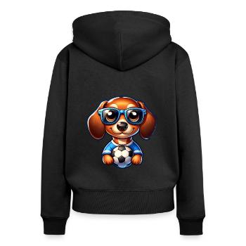 Dachshund Soccer Player Wiener Dog Fan - Frauen Premium Bio Zip Hoodie - Schwarz - Hinten - Julia (174cm)