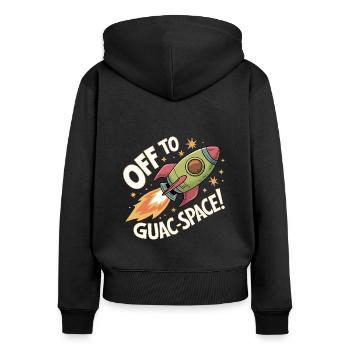 Avocado Rakete: Off To Guac-Space - Frauen Premium Bio Zip Hoodie - Schwarz - Hinten - Julia (174cm)