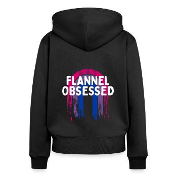 Flannel Obsessed Bisexual LGBTQ Bi Pride Outfit - Women's Premium Organic Zip Hoodie - black - Back - Julia (174cm)