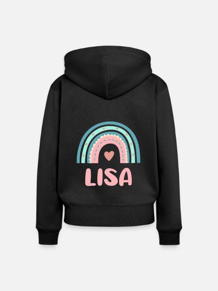 Lisa Name Regenbogen Baby - Frauen Premium Bio Zip Hoodie - Schwarz