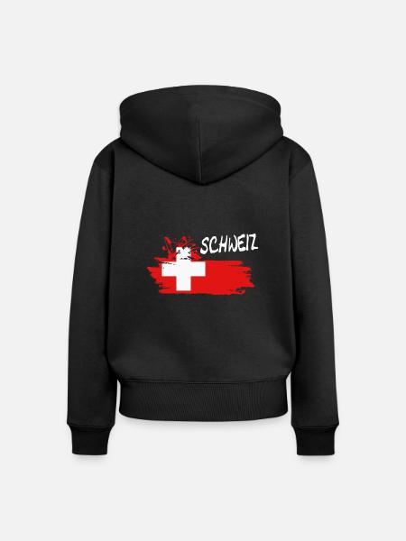 Schweiz Swiss Switzerland - Frauen Premium Bio Zip Hoodie - Schwarz