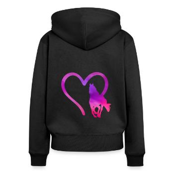 Pferde Herz - Frauen Premium Bio Zip Hoodie - Schwarz - Hinten - Julia (174cm)