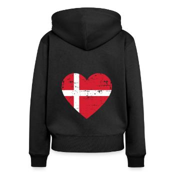 Denmark Heart Flag - Women's Premium Organic Zip Hoodie - black - Back - Julia (174cm)