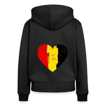 Belgien Herz Flagge - Frauen Premium Bio Zip Hoodie - Schwarz - Hinten - Julia (174cm)