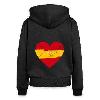 Drapeau du cœur de l’Espagne - Sweat à capuche zippé Premium bio Femme - noir - Dos - Julia (174cm)