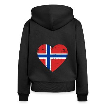 Drapeau du cœur de Norvège - Sweat à capuche zippé Premium bio Femme - noir - Dos - Julia (174cm)