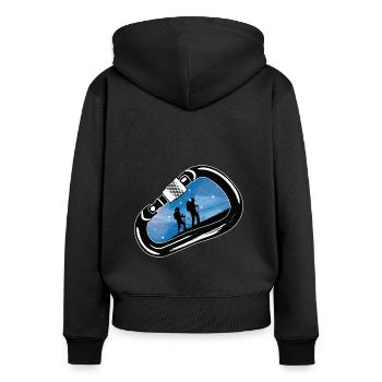 Klettern mit Karabinern - Frauen Premium Bio Zip Hoodie - Schwarz - Hinten - Julia (174cm)