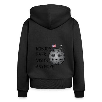 Mondlandung, die niemand mehr besucht - Frauen Premium Bio Zip Hoodie - Schwarz - Hinten - Julia (174cm)