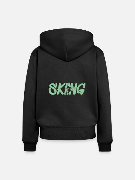 skiing ski - Frauen Premium Bio Zip Hoodie - Schwarz