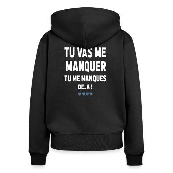 TU VA ME MANQUER TU ME MANQUES DÉJÀ - Sweat à capuche zippé Premium bio Femme - noir - Dos - Julia (174cm)