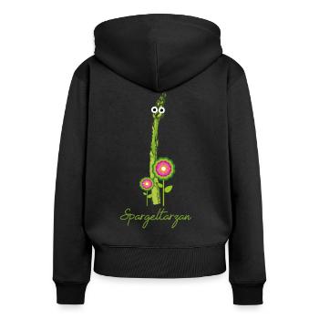 spargel,grüner spargel,spargeltarzan - Frauen Premium Bio Zip Hoodie - Schwarz - Hinten - Julia (174cm)