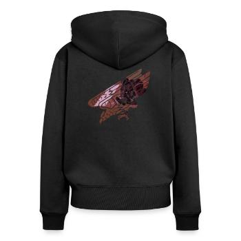 Adler Springer bordeaux - Frauen Premium Bio Zip Hoodie - Schwarz - Hinten - Julia (174cm)