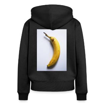 banane - Sweat à capuche zippé Premium bio Femme - noir - Dos - Julia (174cm)