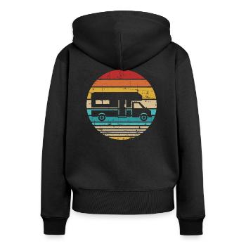 Wohnmobil - Frauen Premium Bio Zip Hoodie - Schwarz - Hinten - Julia (174cm)