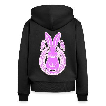 pink pinker Osterhase Hase - Frauen Premium Bio Zip Hoodie - Schwarz - Hinten - Julia (174cm)