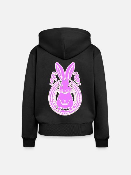 pink pinker Osterhase Hase - Frauen Premium Bio Zip Hoodie - Schwarz