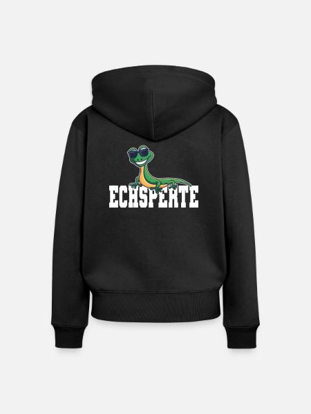 Echsperte lustiges Reptilien Geschenk - Frauen Premium Bio Zip Hoodie - Schwarz