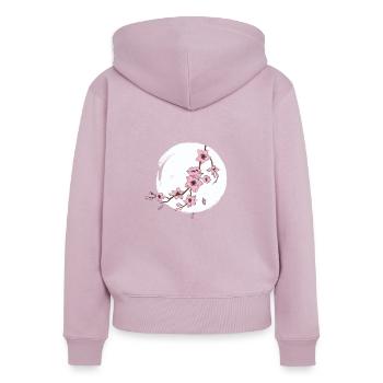 Cherry blossom moon - Women's Premium Organic Zip Hoodie - dusky pink - Back - Julia (174cm)