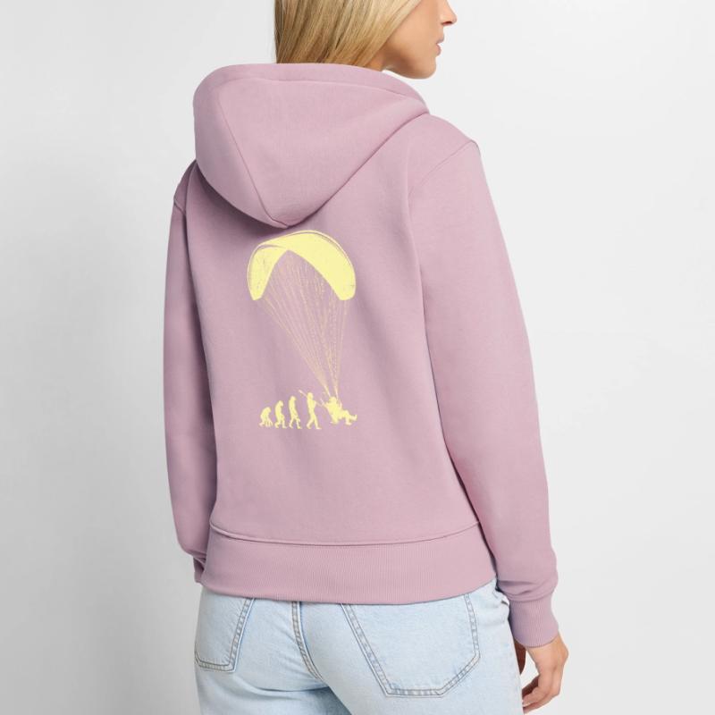 Paramotor Evolution Monkey Human Paraglider Women's Premium Organic Zip Hoodie