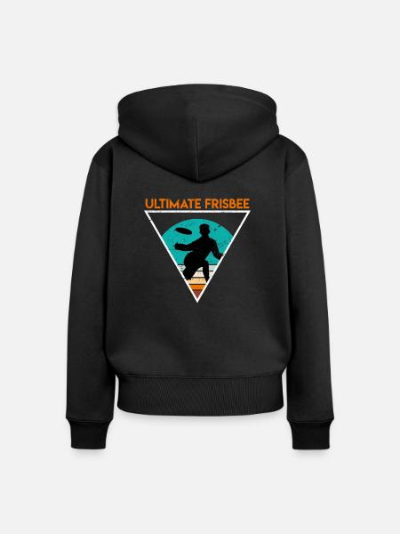 Retro Ultimate Frisbee - Frauen Premium Bio Zip Hoodie - Schwarz
